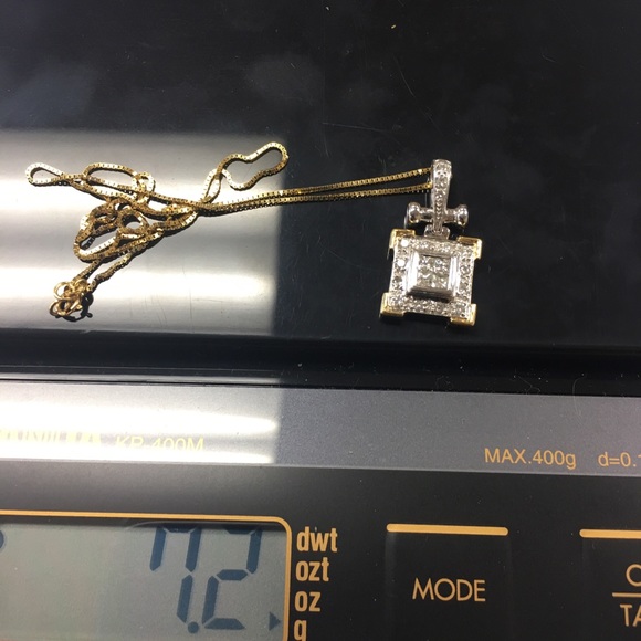 18K yellow gold diamonds pendant - Picture 3 of 6